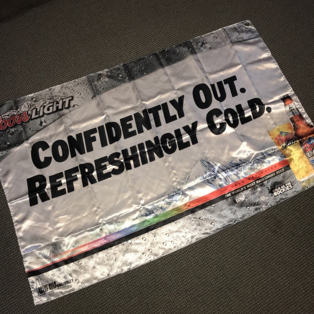 Coors Light Pride Banner Flag 3x5 Confidently Out Refreshingly Cold Beer Sign